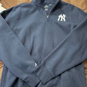 Navy Quarter-Zip NY Yankees Sweatshirt - Men